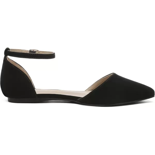 imageDREAM PAIRS Flapointed Womens Casual DOrsay Pointed Plain Ballet Comfort Soft Slip On Flats ShoesBlackNubuck