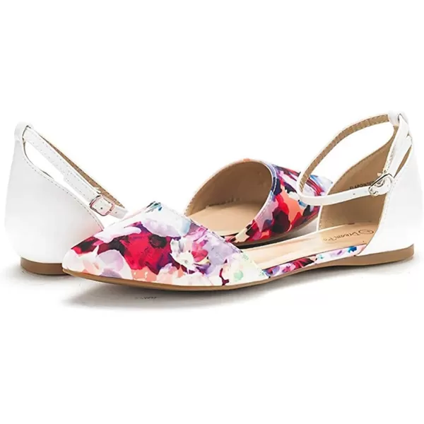 imageDREAM PAIRS Flapointed Womens Casual DOrsay Pointed Plain Ballet Comfort Soft Slip On Flats ShoesFloralWhite