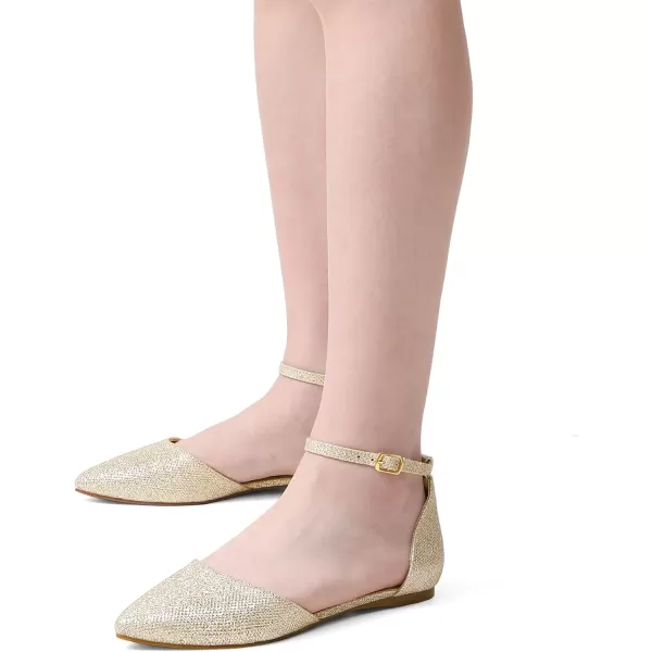 imageDREAM PAIRS Flapointed Womens Casual DOrsay Pointed Plain Ballet Comfort Soft Slip On Flats ShoesGoldGlitter