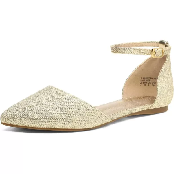 imageDREAM PAIRS Flapointed Womens Casual DOrsay Pointed Plain Ballet Comfort Soft Slip On Flats ShoesGoldGlitter