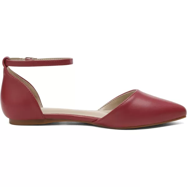 imageDREAM PAIRS Flapointed Womens Casual DOrsay Pointed Plain Ballet Comfort Soft Slip On Flats ShoesRedPu