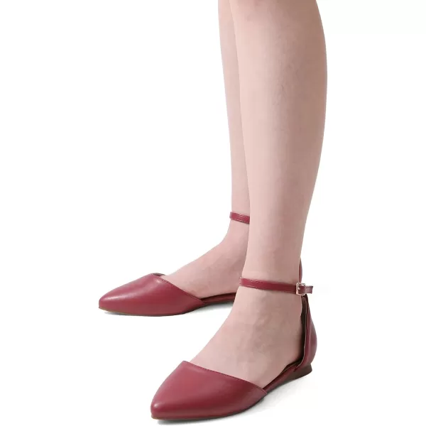 imageDREAM PAIRS Flapointed Womens Casual DOrsay Pointed Plain Ballet Comfort Soft Slip On Flats ShoesRedPu