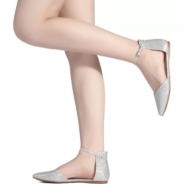 imageDREAM PAIRS Flapointed Womens Casual DOrsay Pointed Plain Ballet Comfort Soft Slip On Flats ShoesSilver