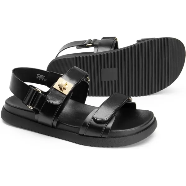 imageDREAM PAIRS Flat Sandals for Women Comfortable Open Toe Summer Sandals Adjustable Fashion Dress SandalsBlack