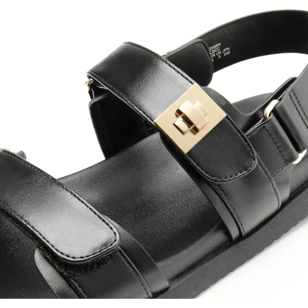 imageDREAM PAIRS Flat Sandals for Women Comfortable Open Toe Summer Sandals Adjustable Fashion Dress SandalsBlack