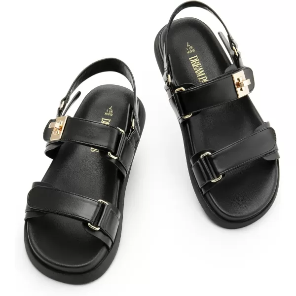 imageDREAM PAIRS Flat Sandals for Women Comfortable Open Toe Summer Sandals Adjustable Fashion Dress SandalsBlack