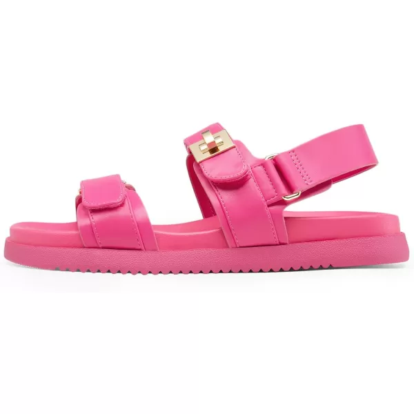 imageDREAM PAIRS Flat Sandals for Women Comfortable Open Toe Summer Sandals Adjustable Fashion Dress SandalsHot Pink