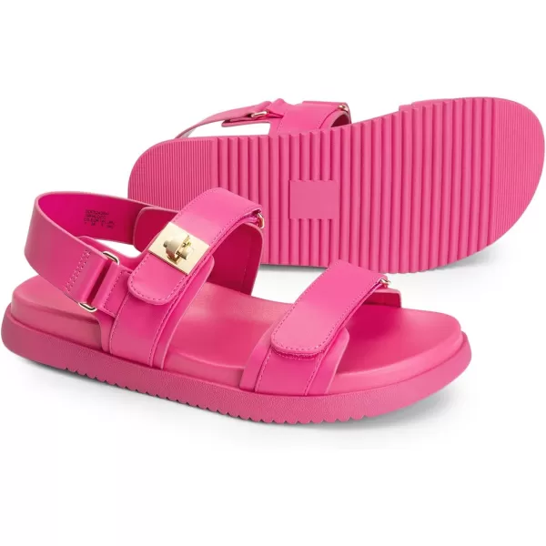 imageDREAM PAIRS Flat Sandals for Women Comfortable Open Toe Summer Sandals Adjustable Fashion Dress SandalsHot Pink