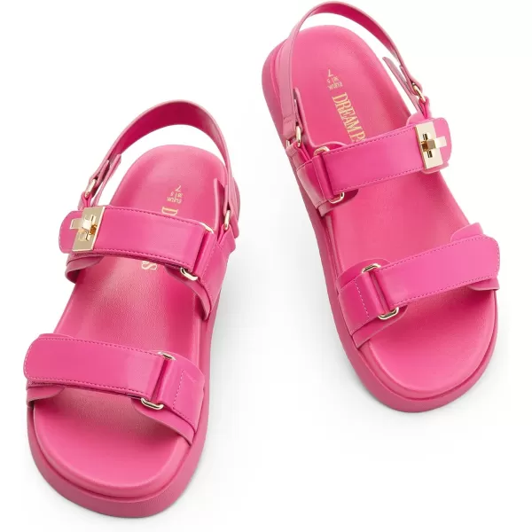 imageDREAM PAIRS Flat Sandals for Women Comfortable Open Toe Summer Sandals Adjustable Fashion Dress SandalsHot Pink