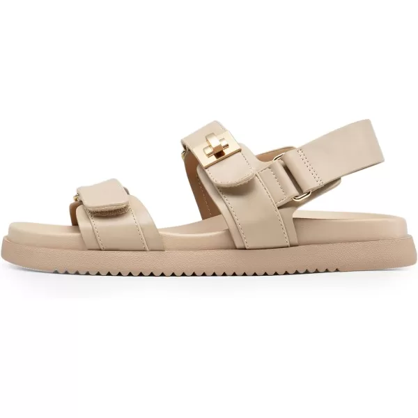 imageDREAM PAIRS Flat Sandals for Women Comfortable Open Toe Summer Sandals Adjustable Fashion Dress SandalsNude
