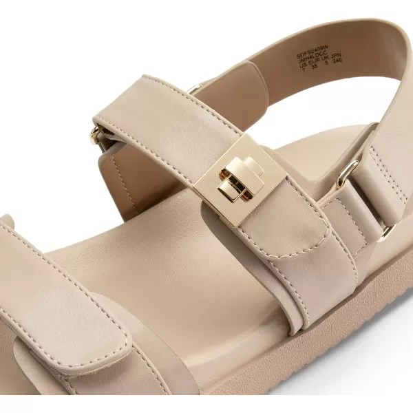imageDREAM PAIRS Flat Sandals for Women Comfortable Open Toe Summer Sandals Adjustable Fashion Dress SandalsNude