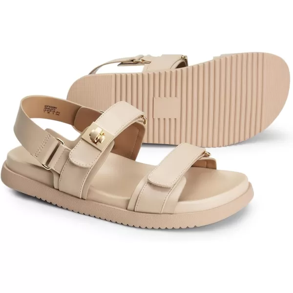 imageDREAM PAIRS Flat Sandals for Women Comfortable Open Toe Summer Sandals Adjustable Fashion Dress SandalsNude