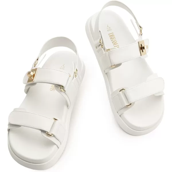 imageDREAM PAIRS Flat Sandals for Women Comfortable Open Toe Summer Sandals Adjustable Fashion Dress SandalsWhite