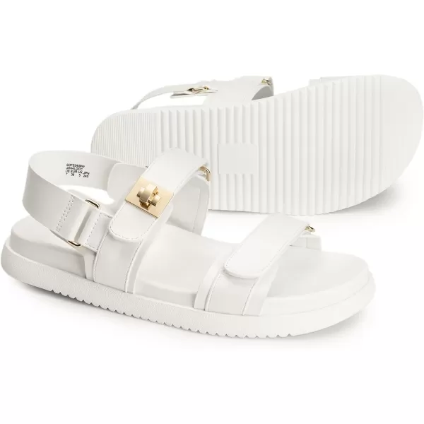 imageDREAM PAIRS Flat Sandals for Women Comfortable Open Toe Summer Sandals Adjustable Fashion Dress SandalsWhite