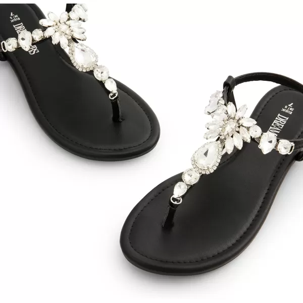 imageDREAM PAIRS Flat Sandals for Women Dressy Rhinestone TStrap Thong Flat Sandals for Summers Dress BeachBlack