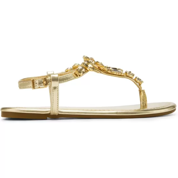 imageDREAM PAIRS Flat Sandals for Women Dressy Rhinestone TStrap Thong Flat Sandals for Summers Dress BeachGold