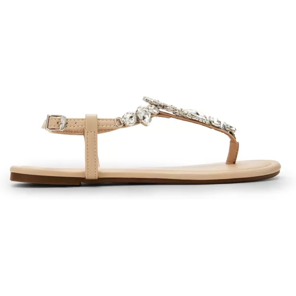 imageDREAM PAIRS Flat Sandals for Women Dressy Rhinestone TStrap Thong Flat Sandals for Summers Dress BeachNude