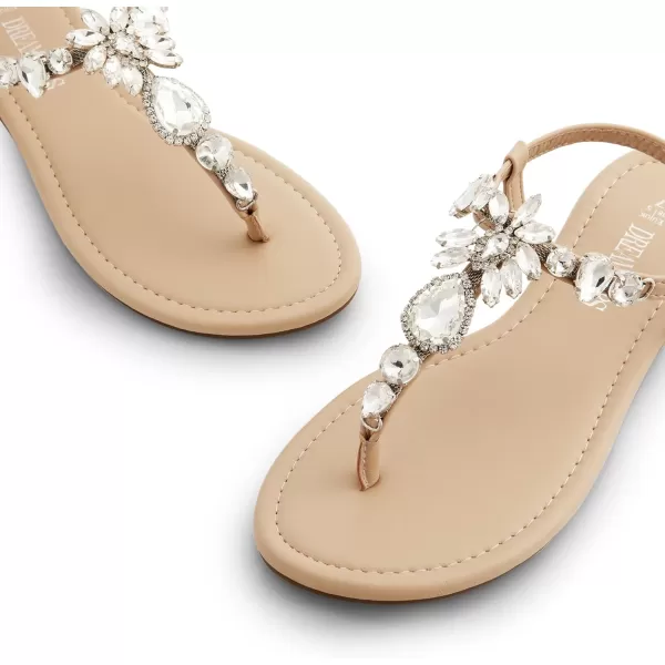 imageDREAM PAIRS Flat Sandals for Women Dressy Rhinestone TStrap Thong Flat Sandals for Summers Dress BeachNude
