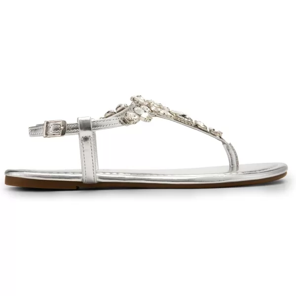 imageDREAM PAIRS Flat Sandals for Women Dressy Rhinestone TStrap Thong Flat Sandals for Summers Dress BeachSilver