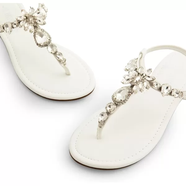 imageDREAM PAIRS Flat Sandals for Women Dressy Rhinestone TStrap Thong Flat Sandals for Summers Dress BeachWhite