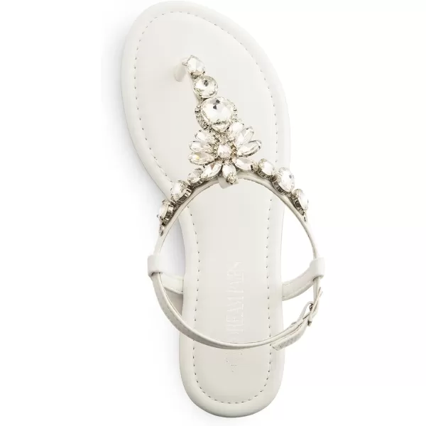 imageDREAM PAIRS Flat Sandals for Women Dressy Rhinestone TStrap Thong Flat Sandals for Summers Dress BeachWhite