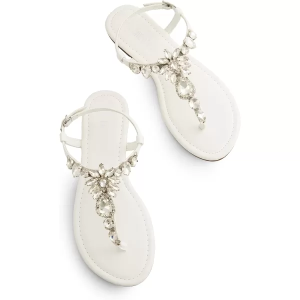 imageDREAM PAIRS Flat Sandals for Women Dressy Rhinestone TStrap Thong Flat Sandals for Summers Dress BeachWhite