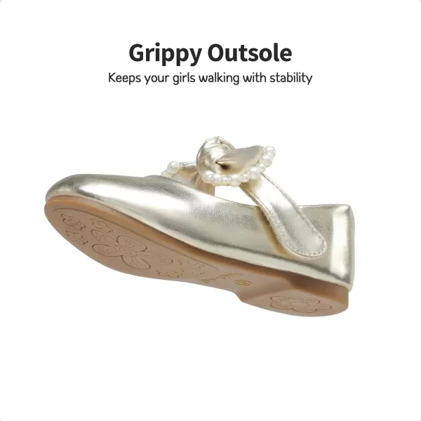 imageDREAM PAIRS Girl Dress Shoes Mary Jane Flats for Party School Wedding ToddlerLittle KidGold