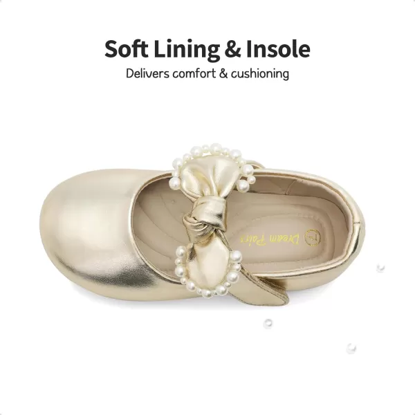 imageDREAM PAIRS Girl Dress Shoes Mary Jane Flats for Party School Wedding ToddlerLittle KidGold