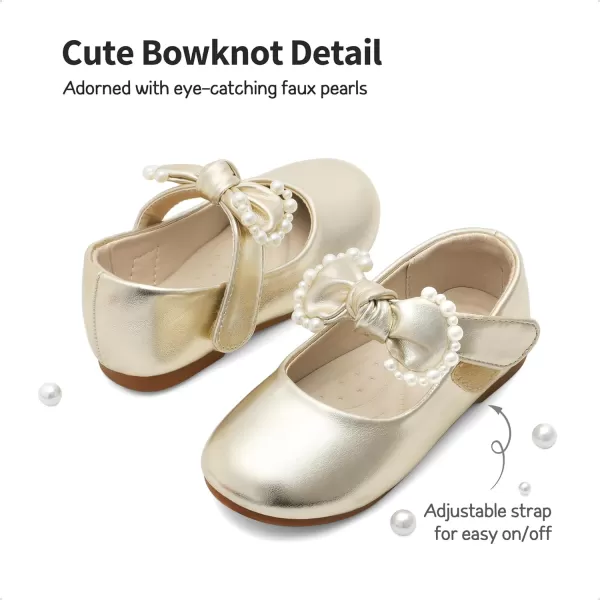 imageDREAM PAIRS Girl Dress Shoes Mary Jane Flats for Party School Wedding ToddlerLittle KidGold