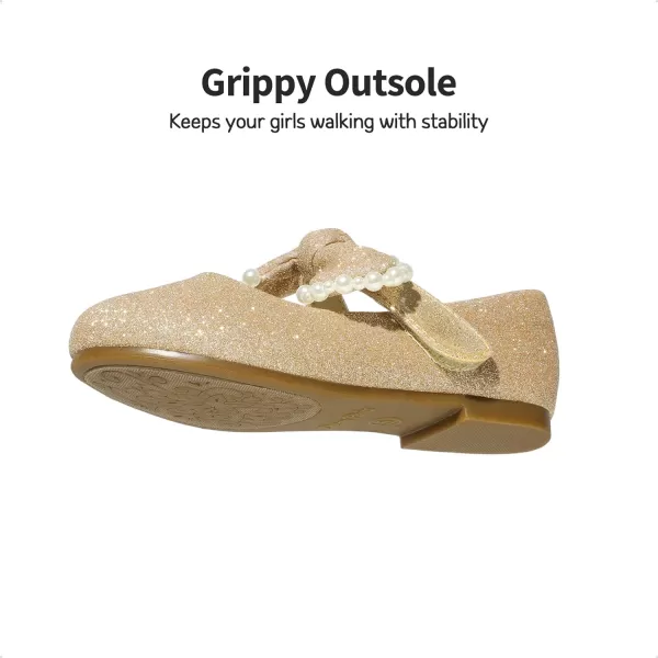 imageDREAM PAIRS Girl Dress Shoes Mary Jane Flats for Party School Wedding ToddlerLittle KidGoldGlitter