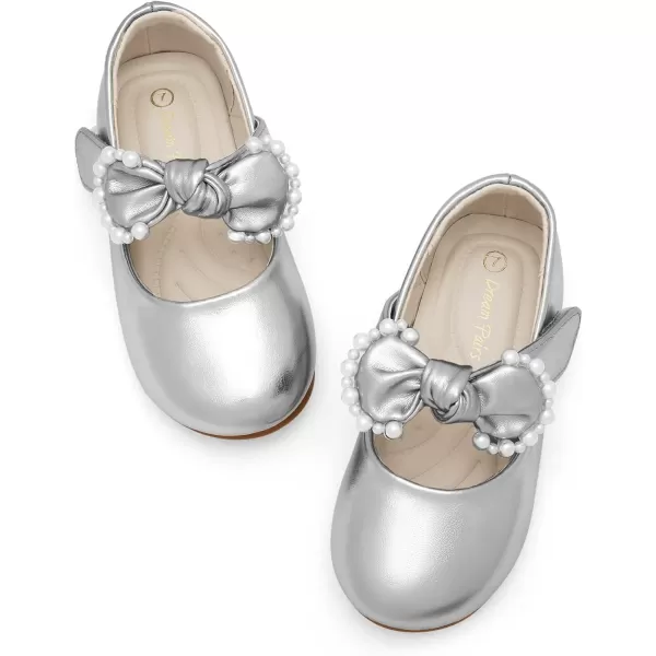 imageDREAM PAIRS Girl Dress Shoes Mary Jane Flats for Party School Wedding ToddlerLittle KidSliver