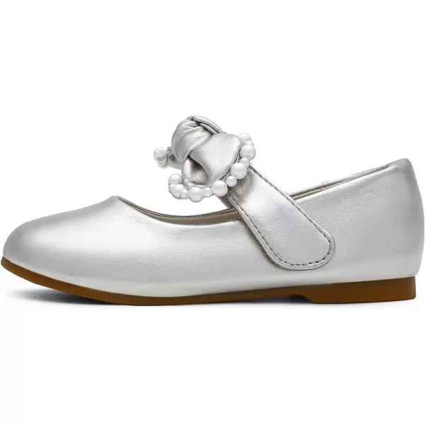 imageDREAM PAIRS Girl Dress Shoes Mary Jane Flats for Party School Wedding ToddlerLittle KidSliver