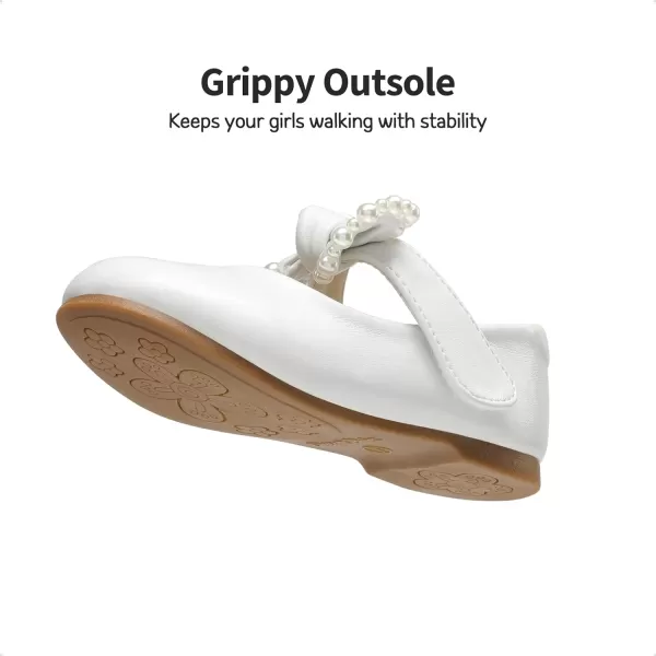 imageDREAM PAIRS Girl Dress Shoes Mary Jane Flats for Party School Wedding ToddlerLittle KidWhitePu