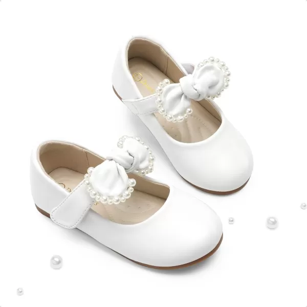 imageDREAM PAIRS Girl Dress Shoes Mary Jane Flats for Party School Wedding ToddlerLittle KidWhitePu
