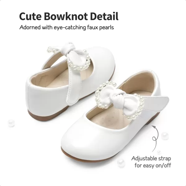 imageDREAM PAIRS Girl Dress Shoes Mary Jane Flats for Party School Wedding ToddlerLittle KidWhitePu