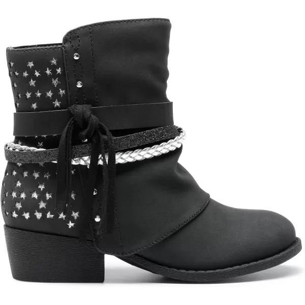 imageDREAM PAIRS Girls Ankle Boots Side Zipper Low Heels Boots Little KidBig KidBlackSilver
