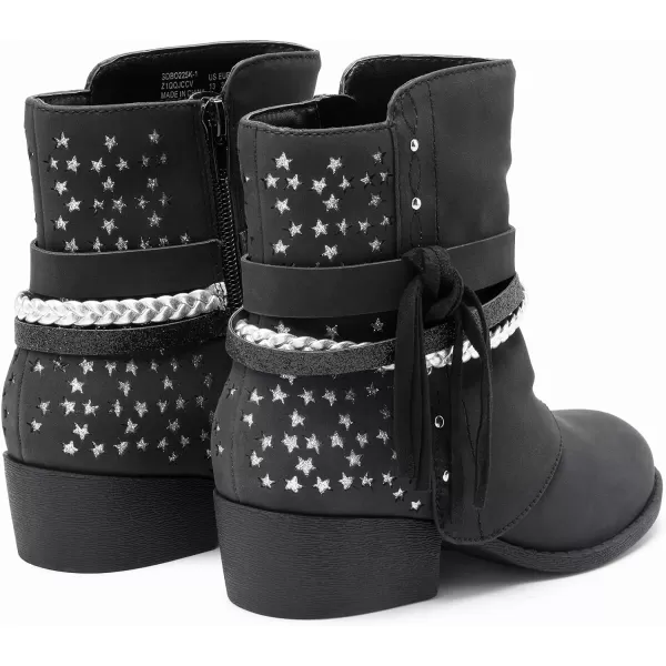 imageDREAM PAIRS Girls Ankle Boots Side Zipper Low Heels Boots Little KidBig KidBlackSilver