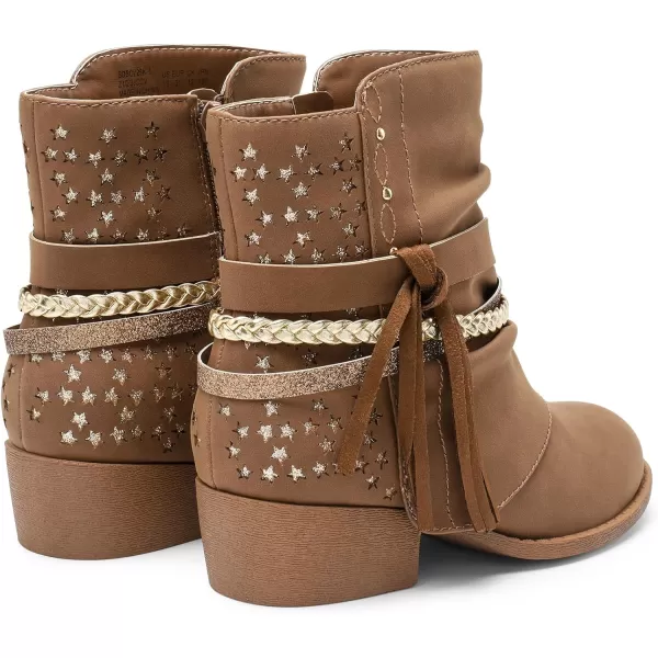 imageDREAM PAIRS Girls Ankle Boots Side Zipper Low Heels Boots Little KidBig KidCamelGold