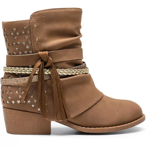 imageDREAM PAIRS Girls Ankle Boots Side Zipper Low Heels Boots Little KidBig KidCamelGold
