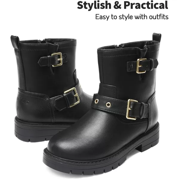 imageDREAM PAIRS Girls Ankle Boots Waterproof Side Zipper Booties for Little KidBig KidBlack