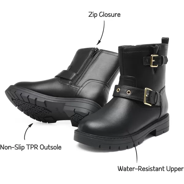 imageDREAM PAIRS Girls Ankle Boots Waterproof Side Zipper Booties for Little KidBig KidBlack