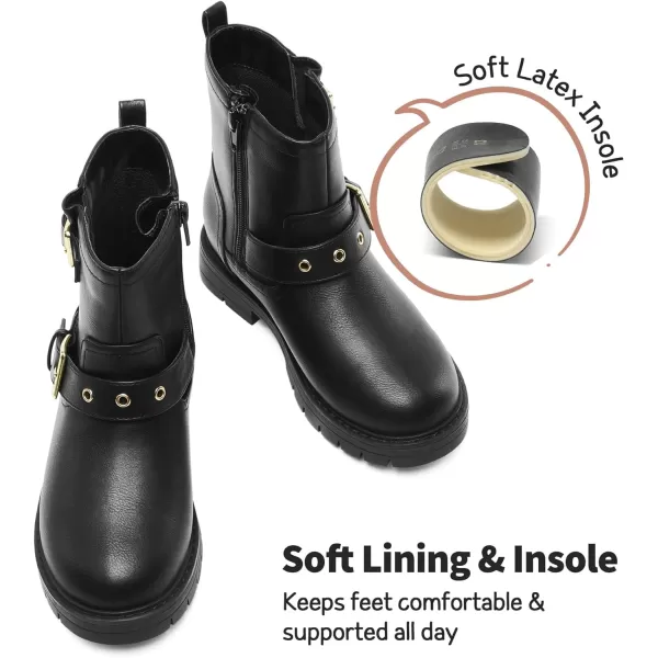 imageDREAM PAIRS Girls Ankle Boots Waterproof Side Zipper Booties for Little KidBig KidBlack