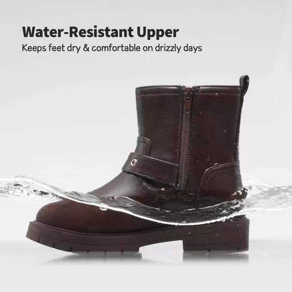 imageDREAM PAIRS Girls Ankle Boots Waterproof Side Zipper Booties for Little KidBig KidBrown
