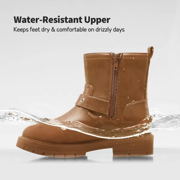 imageDREAM PAIRS Girls Ankle Boots Waterproof Side Zipper Booties for Little KidBig KidCamel