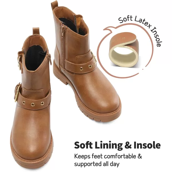 imageDREAM PAIRS Girls Ankle Boots Waterproof Side Zipper Booties for Little KidBig KidCamel