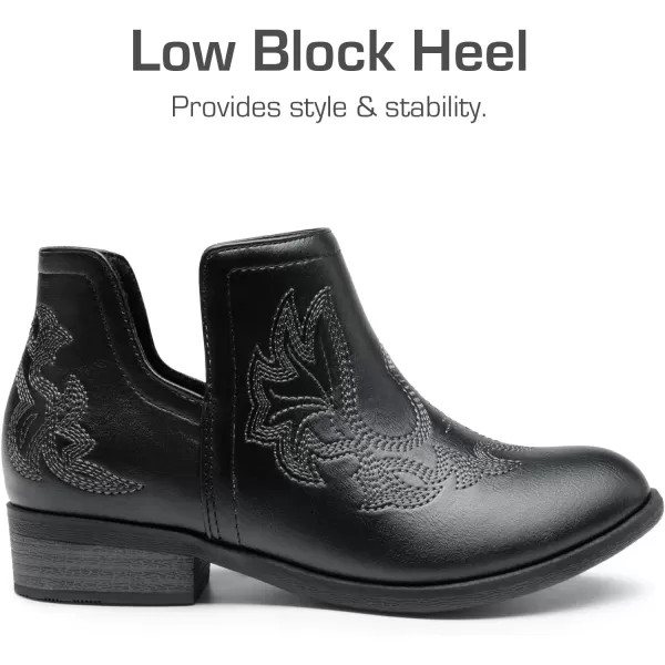 imageDREAM PAIRS Girls Ankle Cowgirl Cowboy Boots Short Western BootiesBlack