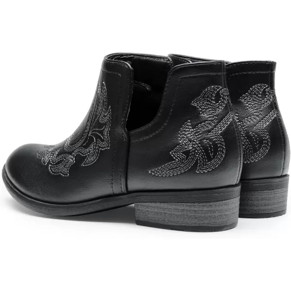 imageDREAM PAIRS Girls Ankle Cowgirl Cowboy Boots Short Western BootiesBlack