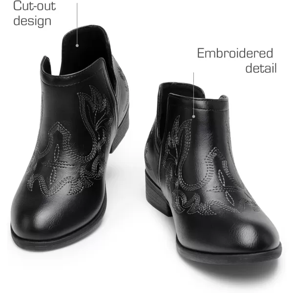 imageDREAM PAIRS Girls Ankle Cowgirl Cowboy Boots Short Western BootiesBlack