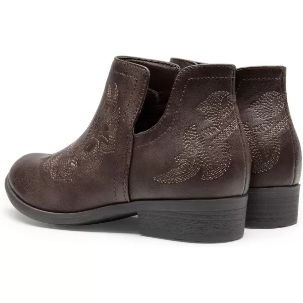 imageDREAM PAIRS Girls Ankle Cowgirl Cowboy Boots Short Western BootiesBrown