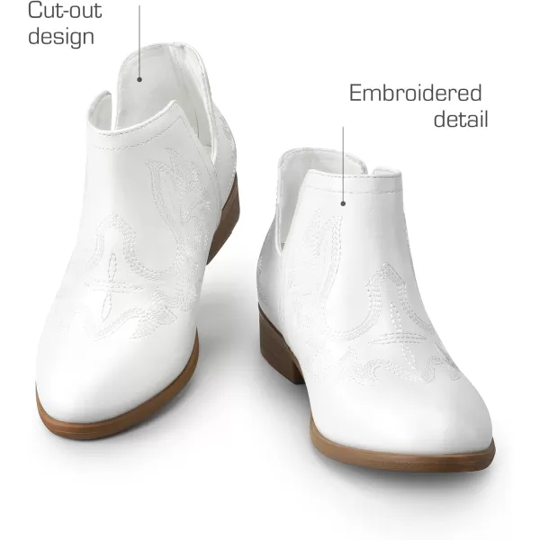 imageDREAM PAIRS Girls Ankle Cowgirl Cowboy Boots Short Western BootiesWhite